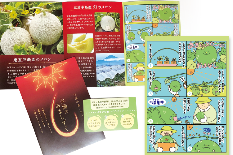 メロンのパンフレットやイラストの数々