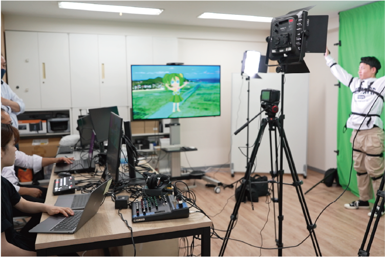 スタジオでのモーションキャプチャー